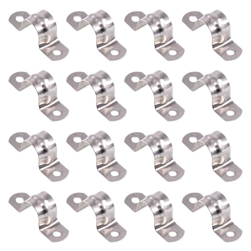 Keadic 30Pcs M20 Two Hole Strap U Bracket Tube Strap Tension Clips Stainless Steel Heavy Duty Rigid Pipe Strap Clamp, for Pipe Fixing - Image 1
